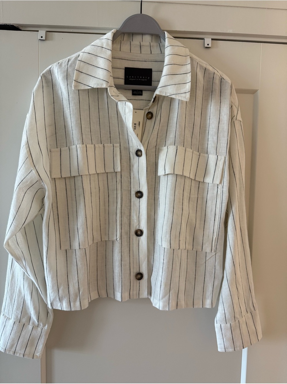 Sanctuary Striped Linen Shirt Jacket